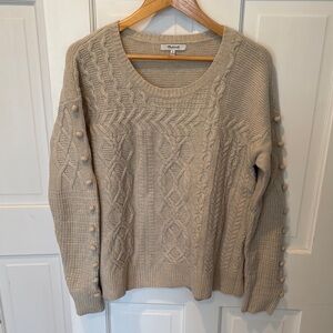 Women's Beige Cable Knit Sweater